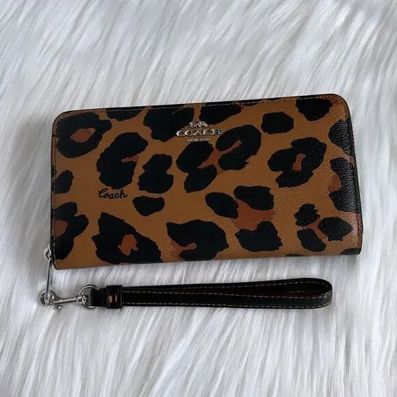 NWT Coach Long Zip Around Wallet With Leopard And Signature Canvas Interior - Picture 6 of 6